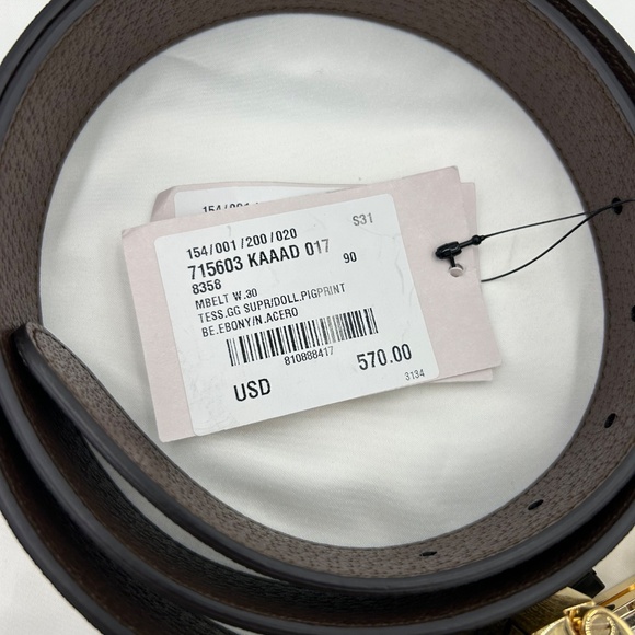 Men’s Gucci, iconic GG interlocking G belt, reversible size 90 cm made in Italy - Picture 6 of 12